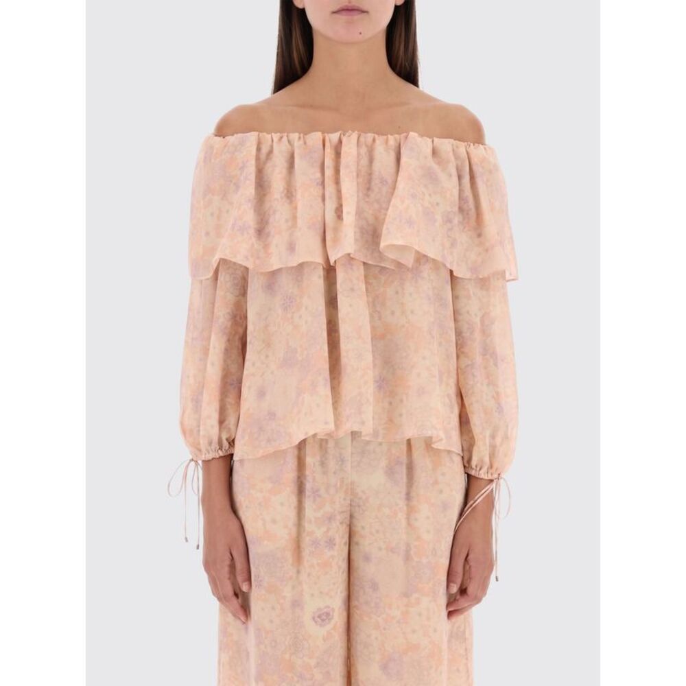 Chloe Women Chloe Floral Embroidered Silk Blouse With Long Sleeves